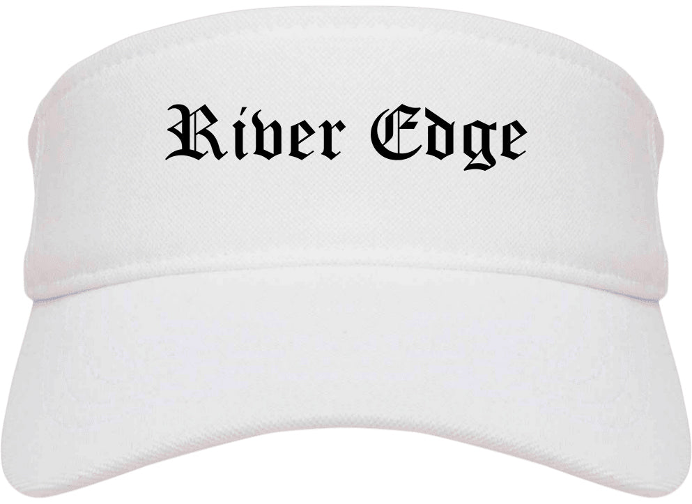 River Edge New Jersey NJ Old English Mens Visor Cap Hat White