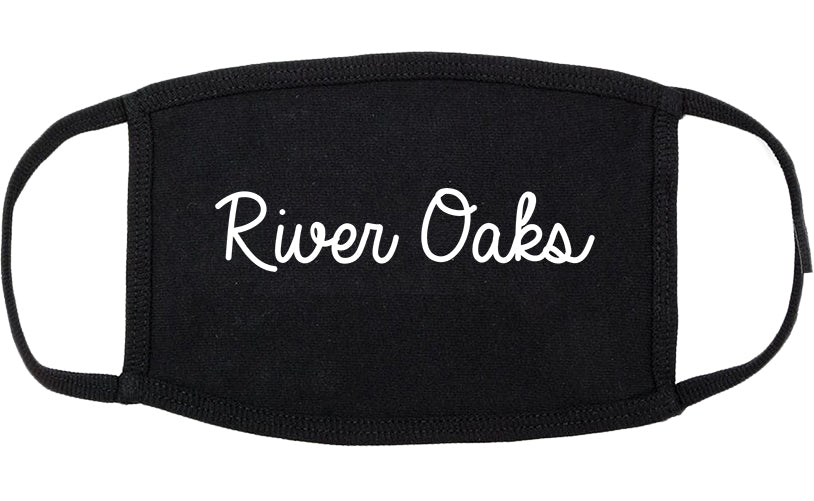 River Oaks Texas TX Script Cotton Face Mask Black