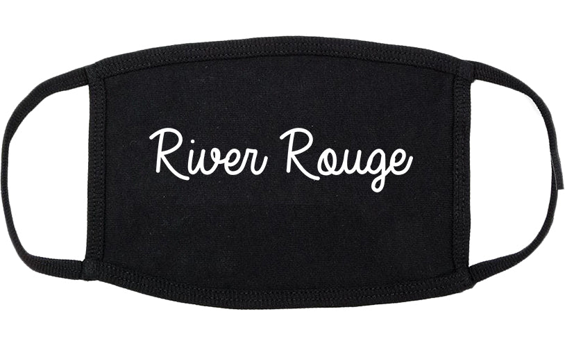 River Rouge Michigan MI Script Cotton Face Mask Black