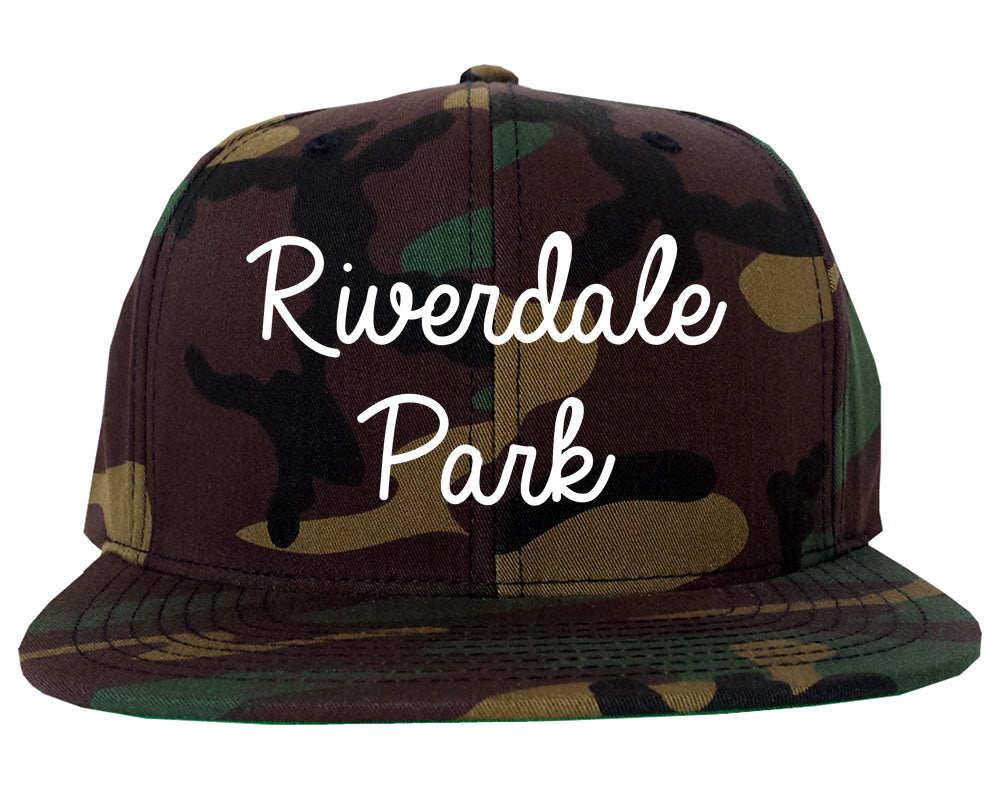 Riverdale Park Maryland MD Script Mens Snapback Hat Army Camo
