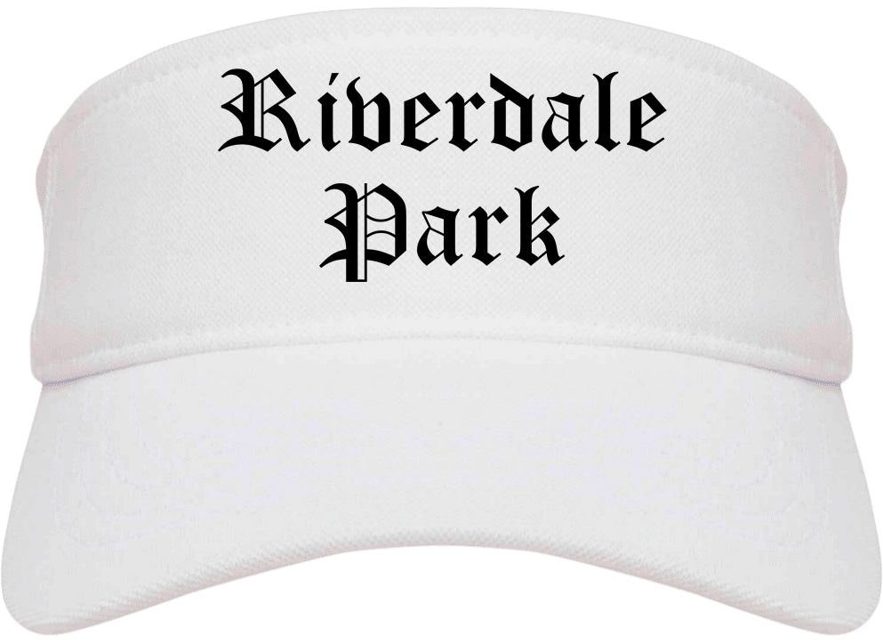 Riverdale Park Maryland MD Old English Mens Visor Cap Hat White