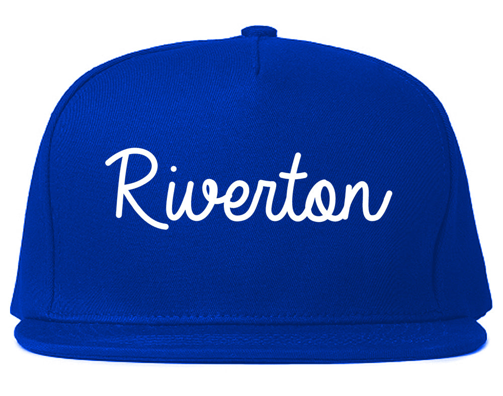 Riverton Wyoming WY Script Mens Snapback Hat Royal Blue