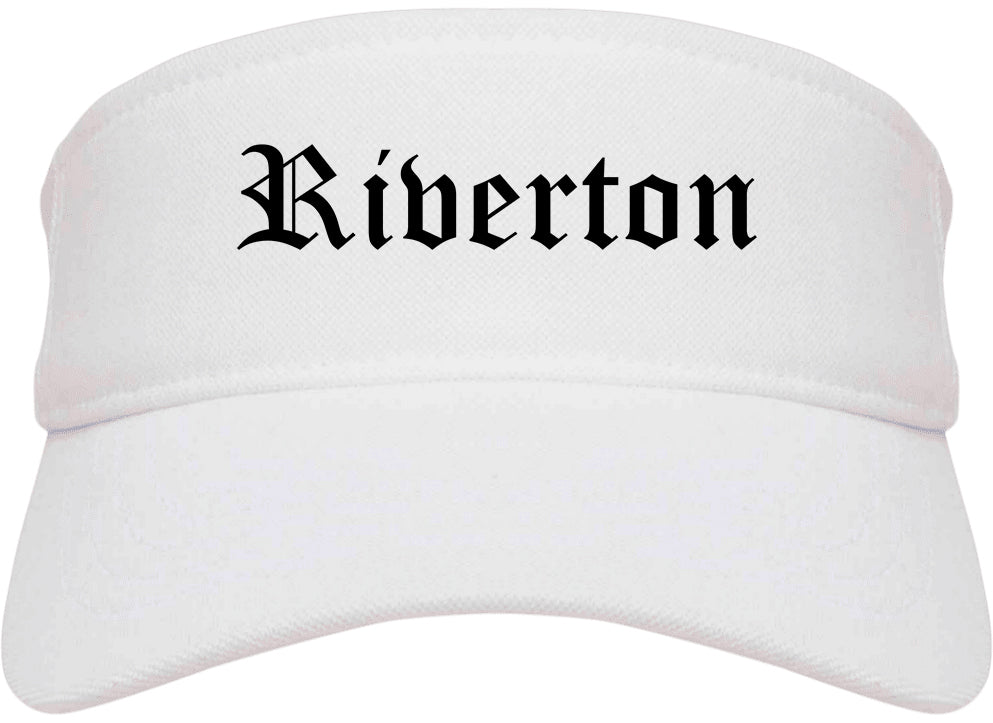 Riverton Wyoming WY Old English Mens Visor Cap Hat White