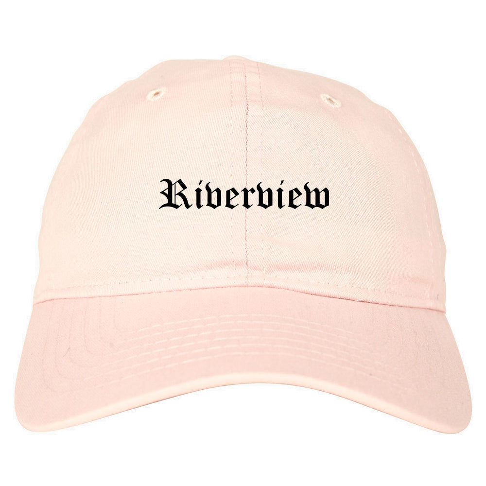 Riverview Michigan MI Old English Mens Dad Hat Baseball Cap Pink