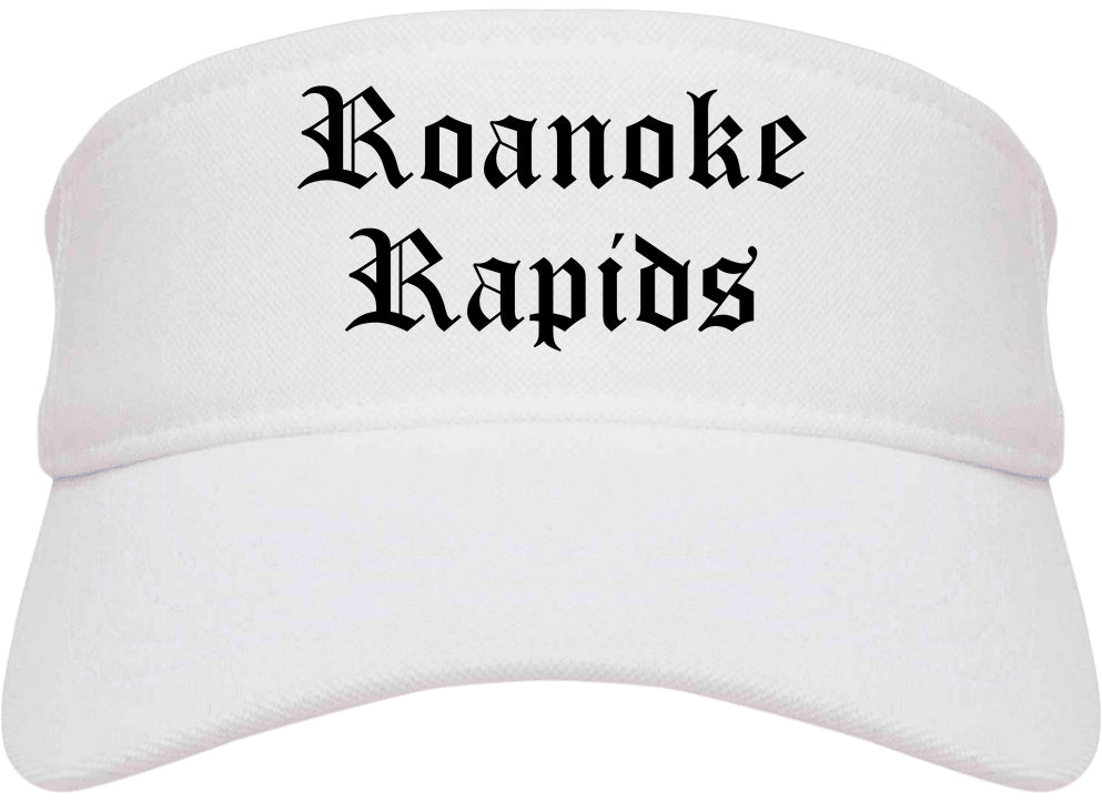 Roanoke Rapids North Carolina NC Old English Mens Visor Cap Hat White