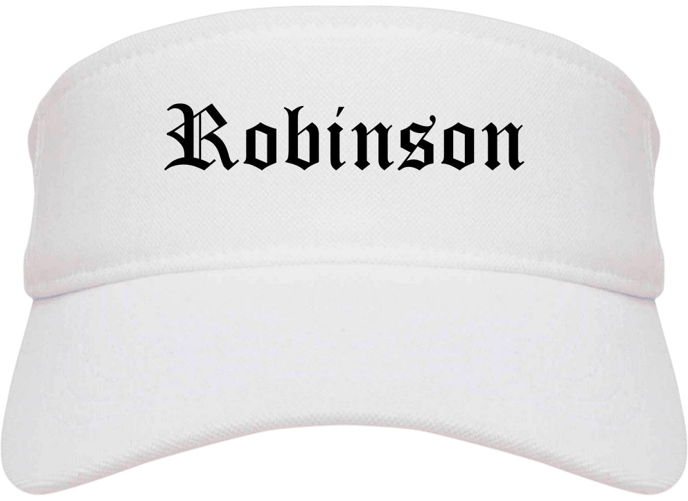 Robinson Texas TX Old English Mens Visor Cap Hat White