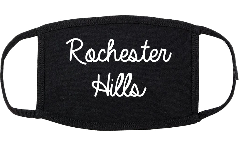 Rochester Hills Michigan MI Script Cotton Face Mask Black