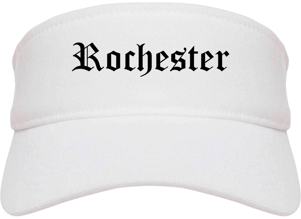Rochester New York NY Old English Mens Visor Cap Hat White