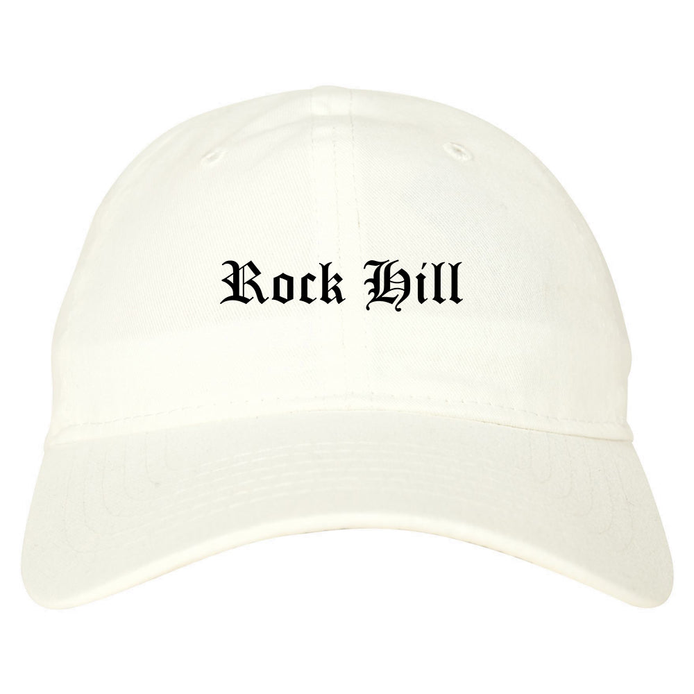 Rock Hill South Carolina SC Old English Mens Dad Hat Baseball Cap White
