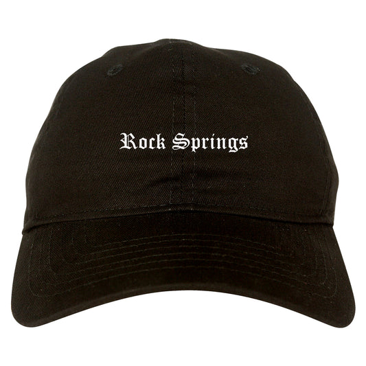 Rock Springs Wyoming WY Old English Mens Dad Hat Baseball Cap Black