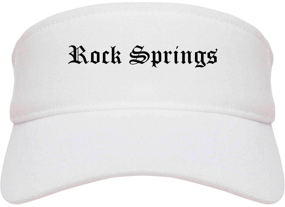 Rock Springs Wyoming WY Old English Mens Visor Cap Hat White