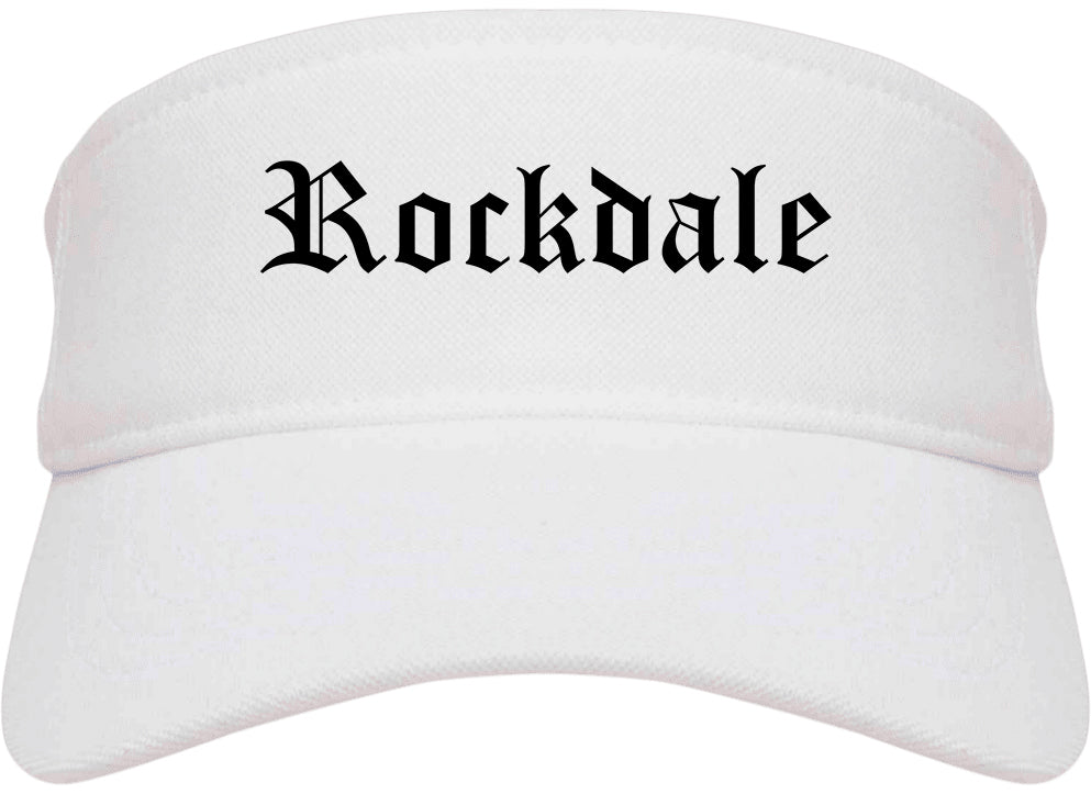 Rockdale Texas TX Old English Mens Visor Cap Hat White