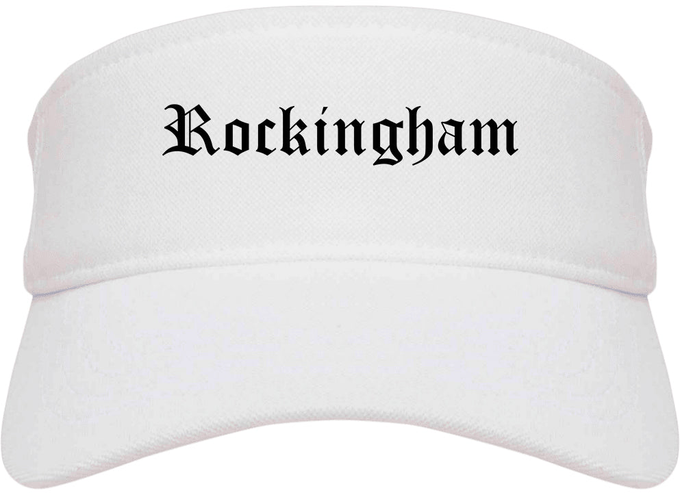 Rockingham North Carolina NC Old English Mens Visor Cap Hat White