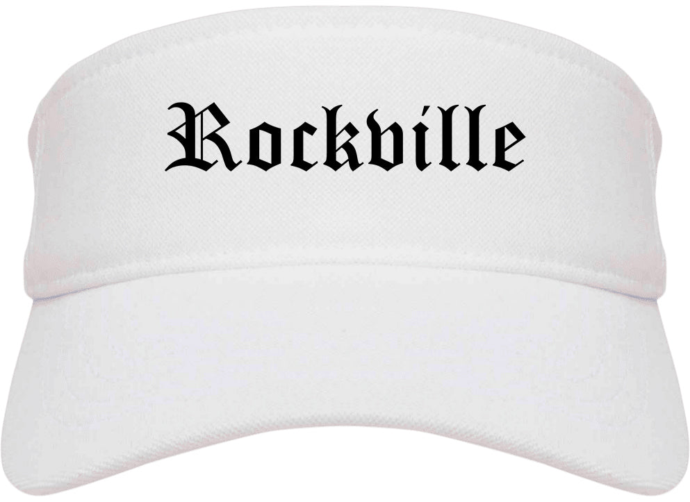 Rockville Maryland MD Old English Mens Visor Cap Hat White