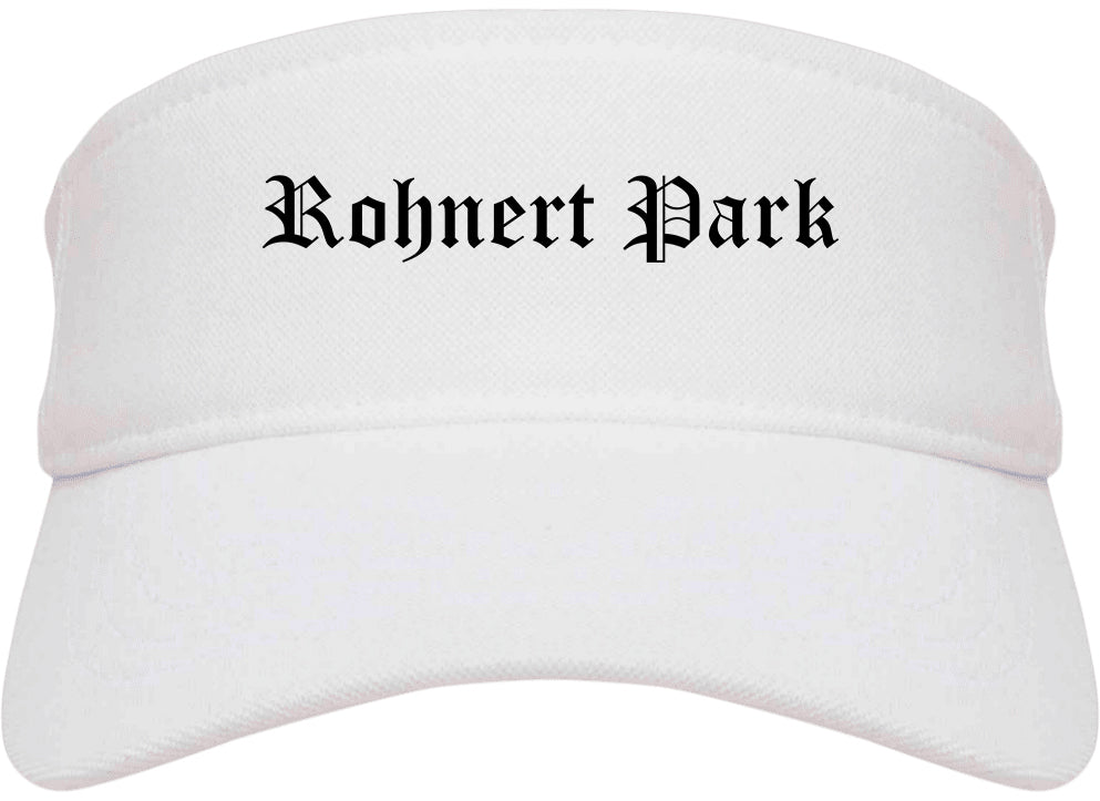 Rohnert Park California CA Old English Mens Visor Cap Hat White