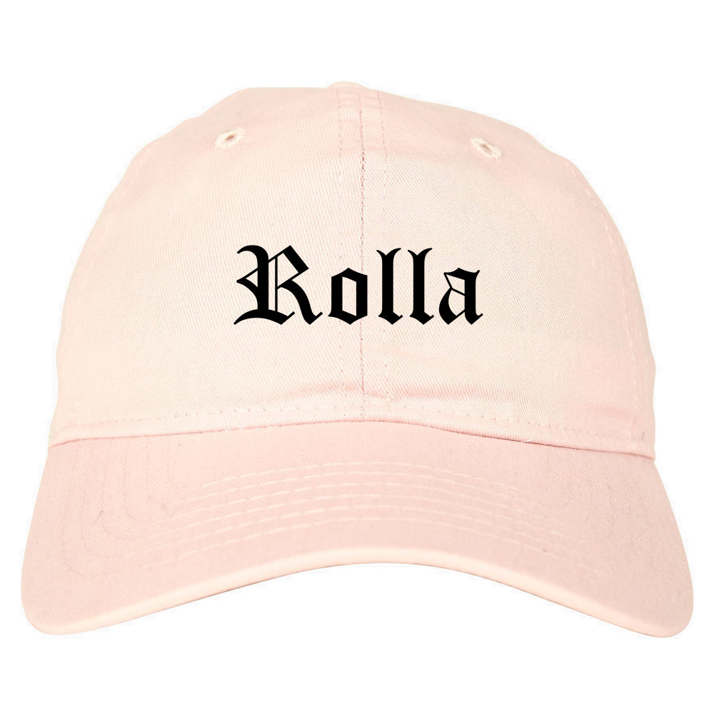 Rolla Missouri MO Old English Mens Dad Hat Baseball Cap Pink