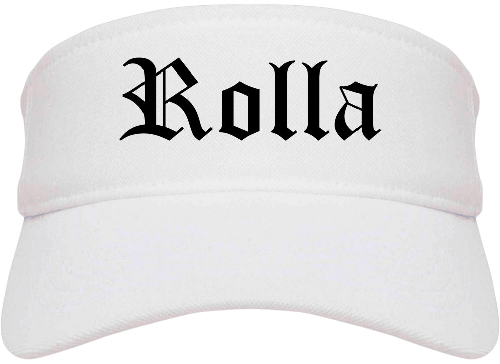 Rolla Missouri MO Old English Mens Visor Cap Hat White