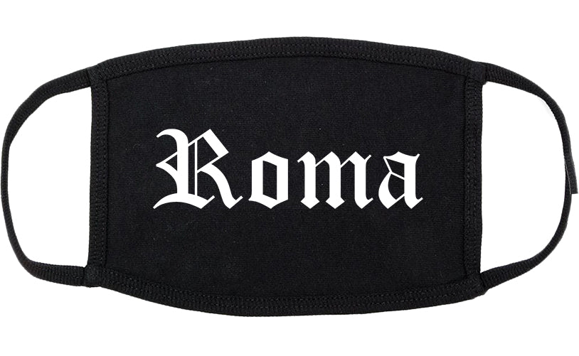 Roma Texas TX Old English Cotton Face Mask Black