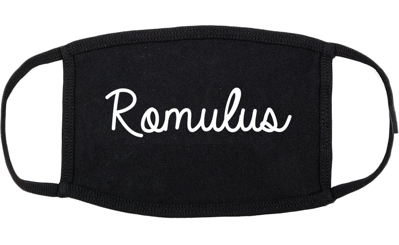Romulus Michigan MI Script Cotton Face Mask Black