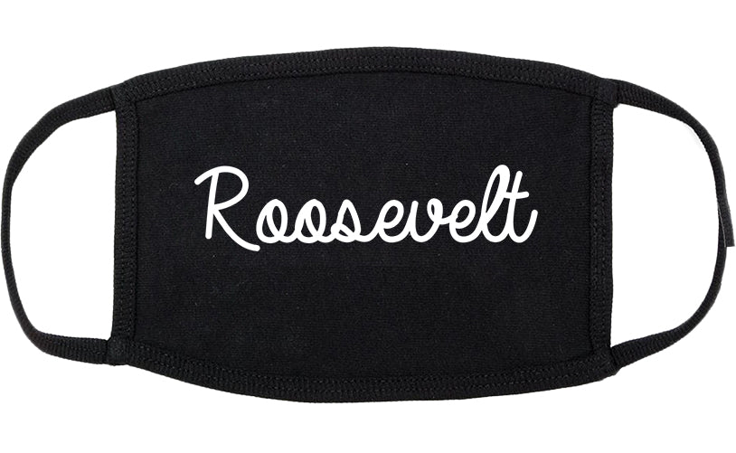 Roosevelt Utah UT Script Cotton Face Mask Black