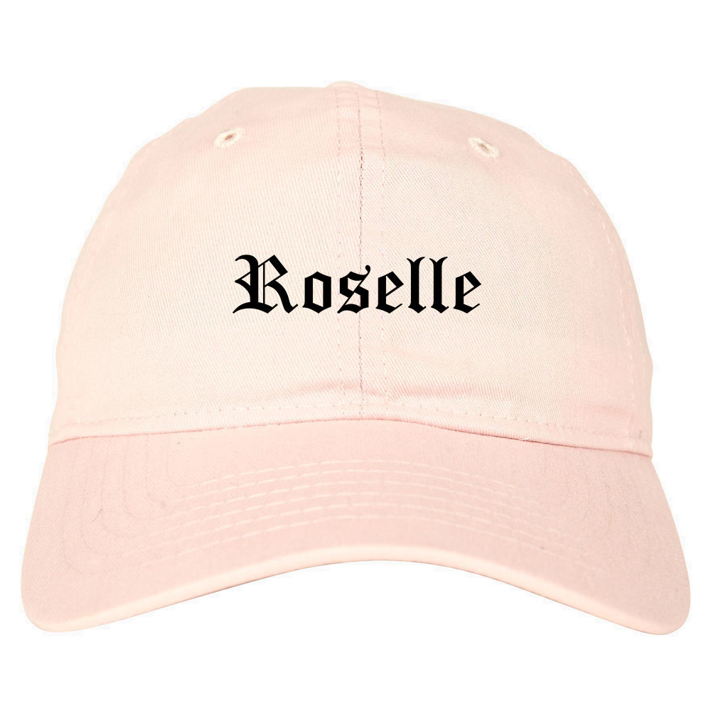 Roselle New Jersey NJ Old English Mens Dad Hat Baseball Cap Pink