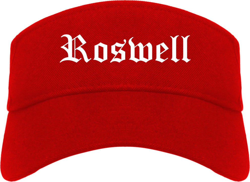 Roswell Georgia GA Old English Mens Visor Cap Hat Red