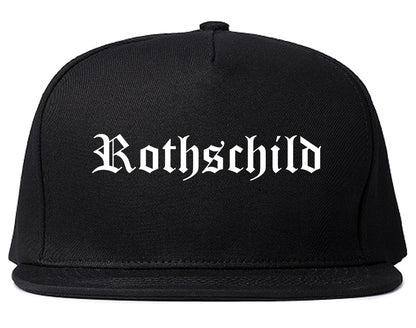 Rothschild Wisconsin WI Old English Mens Snapback Hat Black