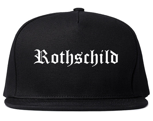 Rothschild Wisconsin WI Old English Mens Snapback Hat Black