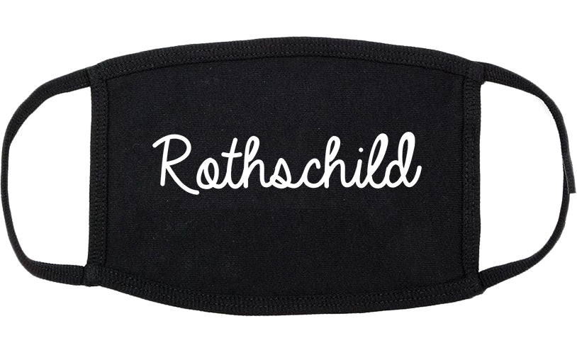 Rothschild Wisconsin WI Script Cotton Face Mask Black