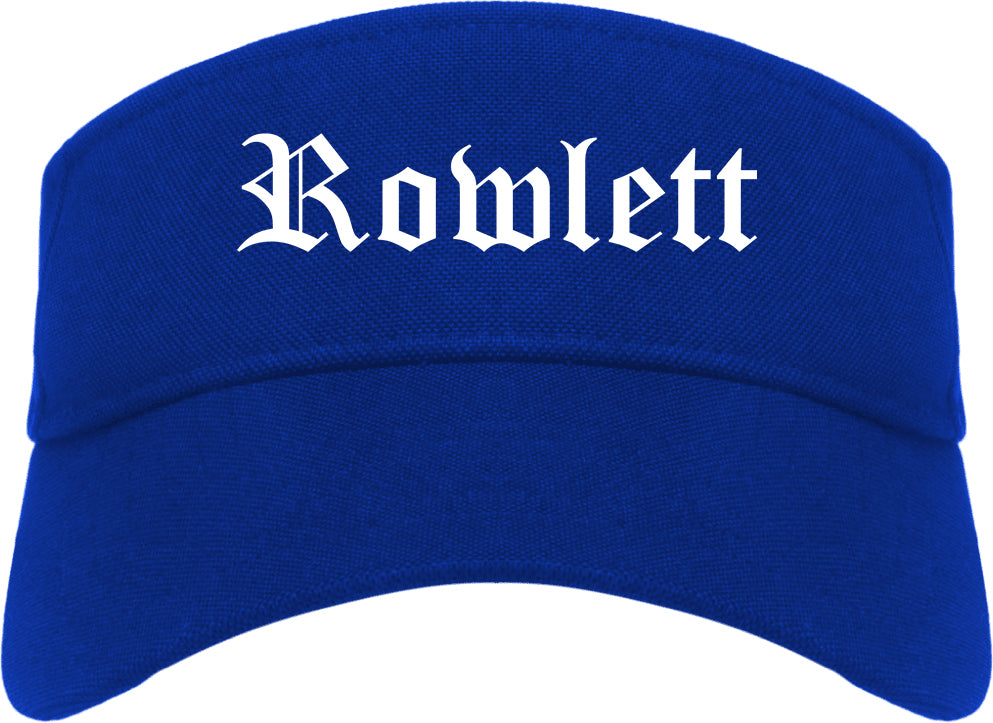 Rowlett Texas TX Old English Mens Visor Cap Hat Royal Blue