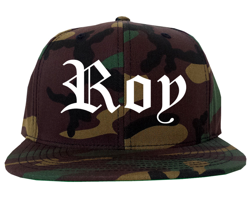 Roy Utah UT Old English Mens Snapback Hat Army Camo