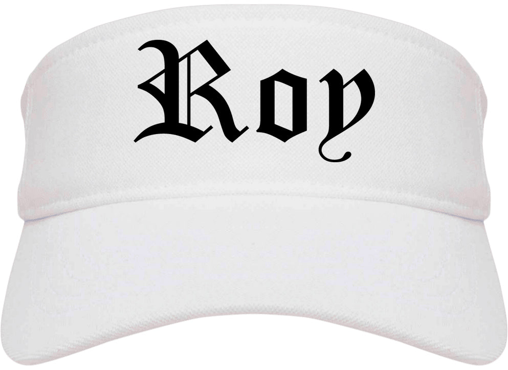 Roy Utah UT Old English Mens Visor Cap Hat White