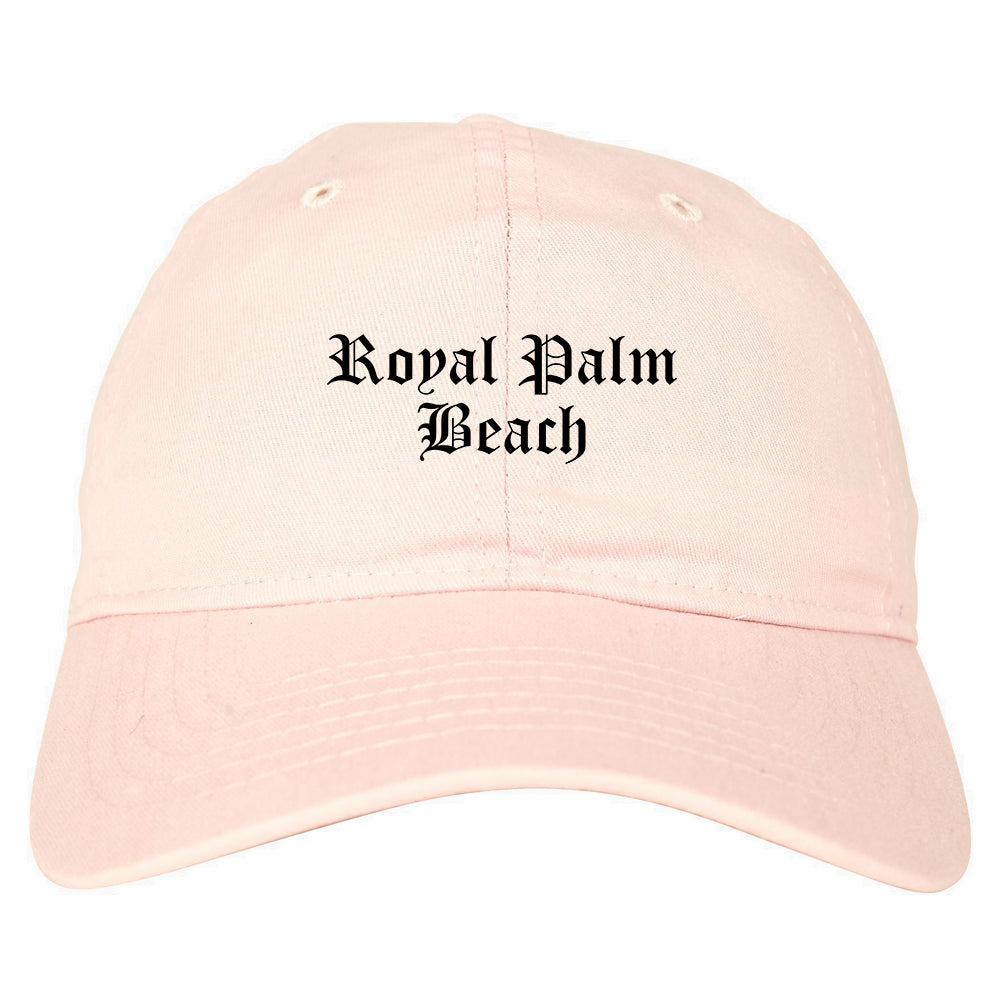 Royal Palm Beach Florida FL Old English Mens Dad Hat Baseball Cap Pink