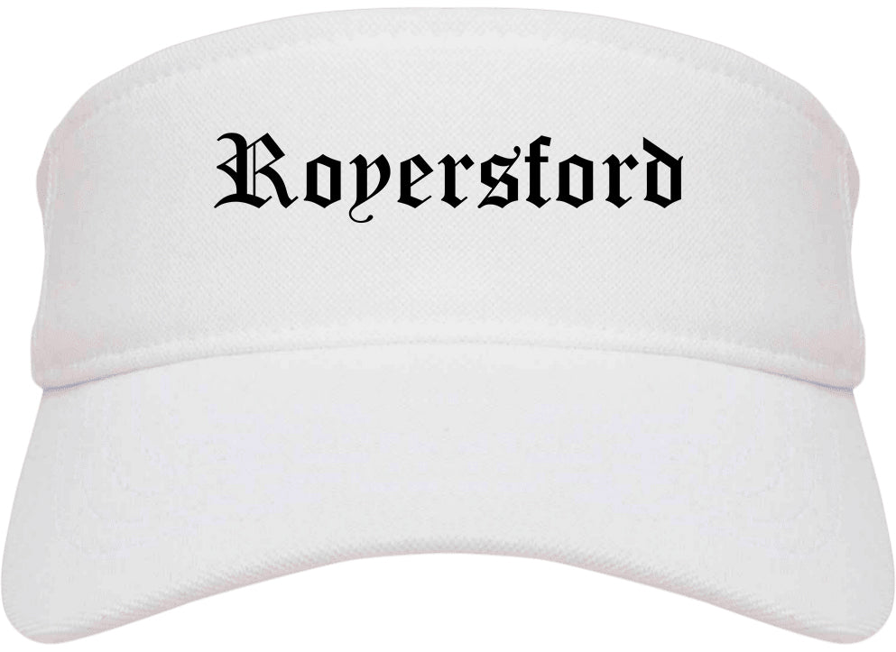 Royersford Pennsylvania PA Old English Mens Visor Cap Hat White