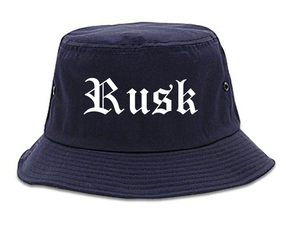 Rusk Texas TX Old English Mens Bucket Hat Navy Blue
