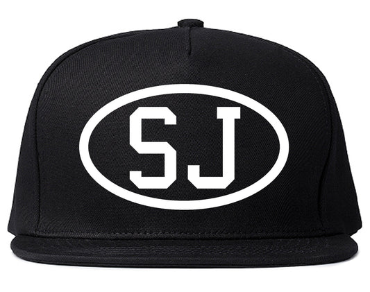SJ Oval Logo San Jose California Mens Snapback Hat Black