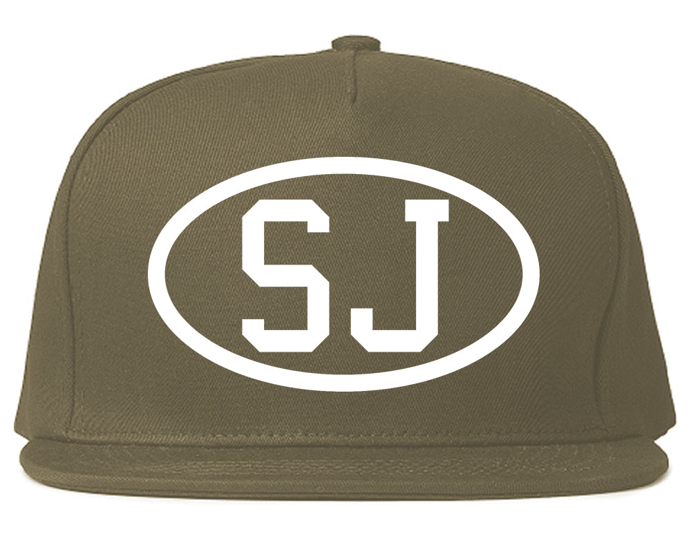 SJ Oval Logo San Jose California Mens Snapback Hat Grey