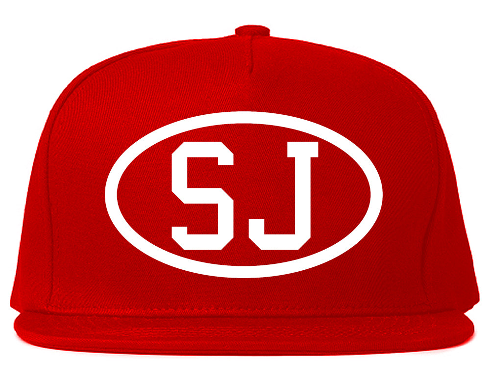 SJ Oval Logo San Jose California Mens Snapback Hat Red