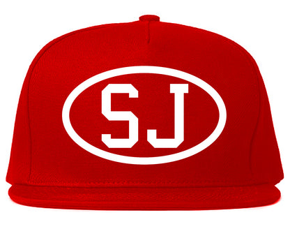 SJ Oval Logo San Jose California Mens Snapback Hat Red