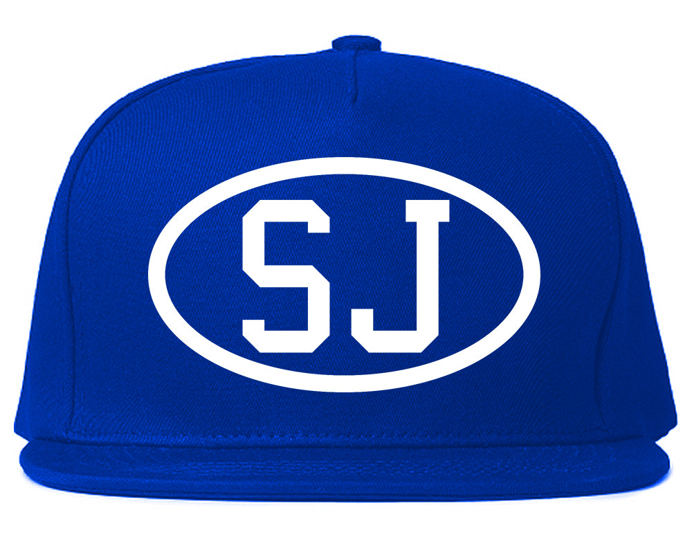 SJ Oval Logo San Jose California Mens Snapback Hat Royal Blue