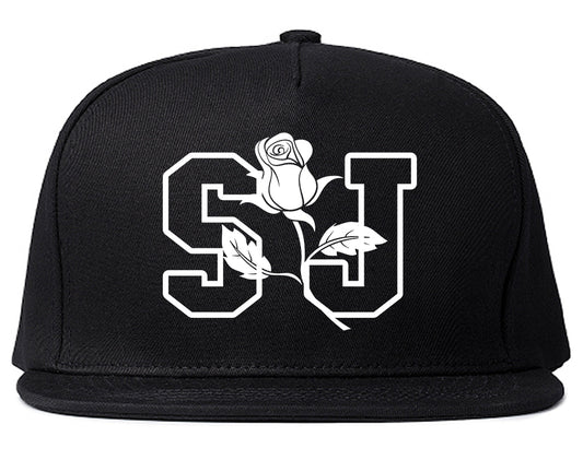 SJ Rose San Jose California Mens Snapback Hat Black