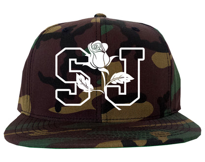 SJ Rose San Jose California Mens Snapback Hat Camo