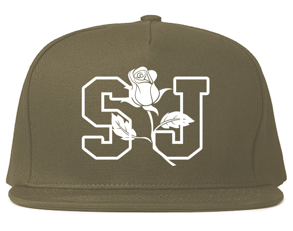 SJ Rose San Jose California Mens Snapback Hat Grey