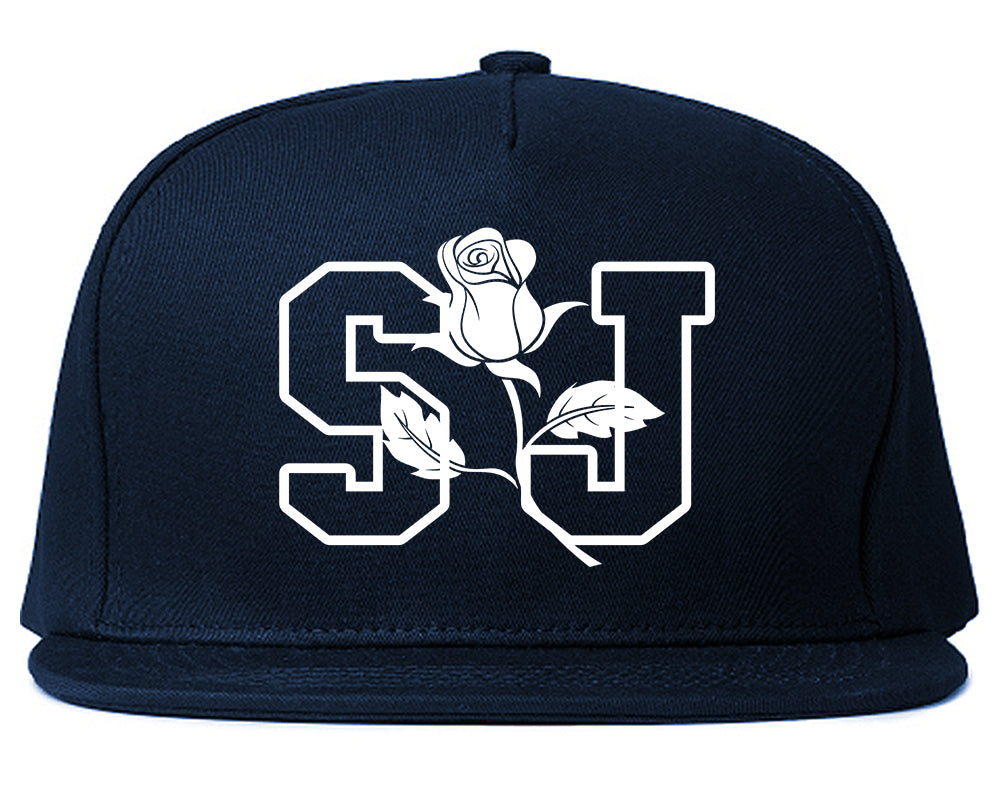 SJ Rose San Jose California Mens Snapback Hat Navy Blue