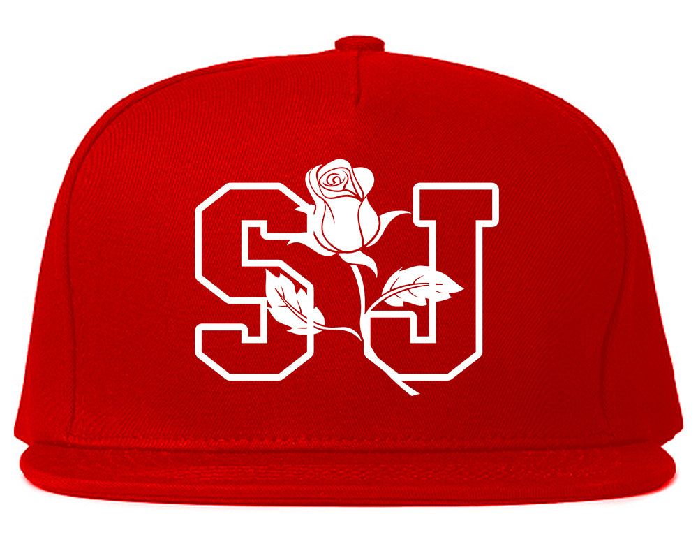 SJ Rose San Jose California Mens Snapback Hat Red