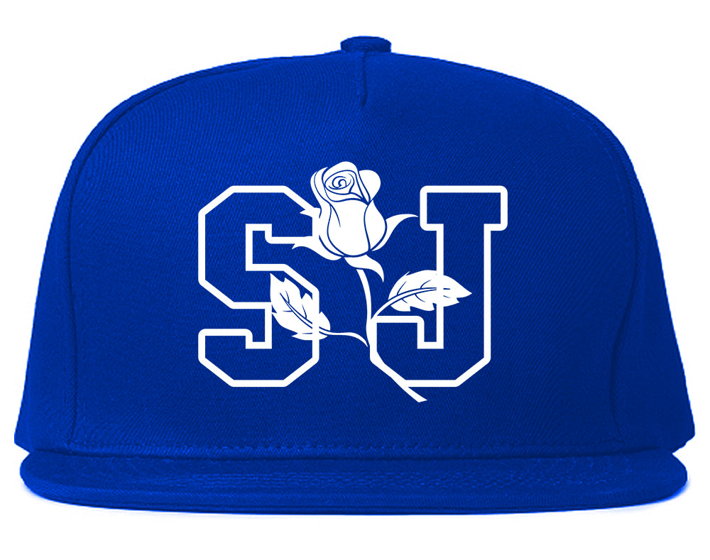 SJ Rose San Jose California Mens Snapback Hat Royal Blue