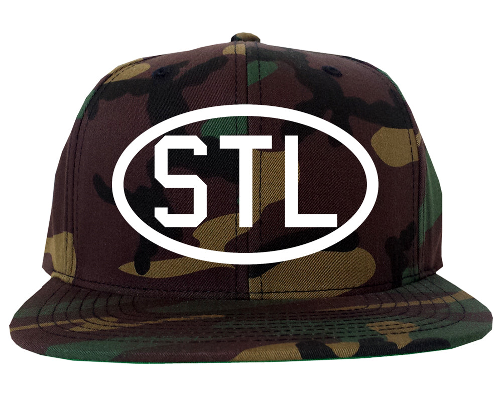 STL St Louis Missouri Oval Logo Mens Snapback Hat Camo