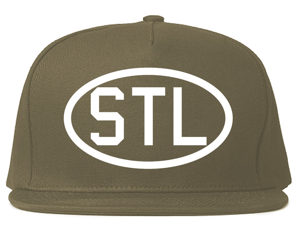 STL St Louis Missouri Oval Logo Mens Snapback Hat Grey