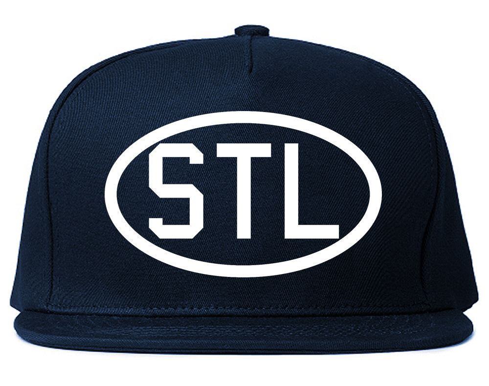 STL St Louis Missouri Oval Logo Mens Snapback Hat Navy Blue