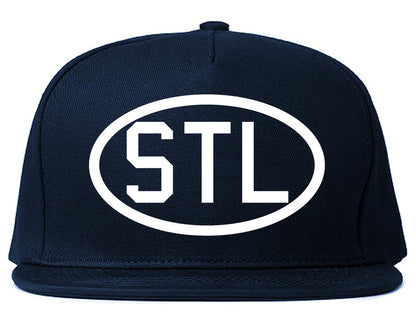 STL St Louis Missouri Oval Logo Mens Snapback Hat Navy Blue